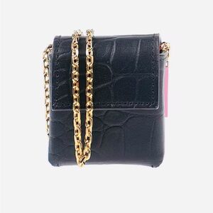 TUBICI Black Neck Bag / Keychain with Gold Chain